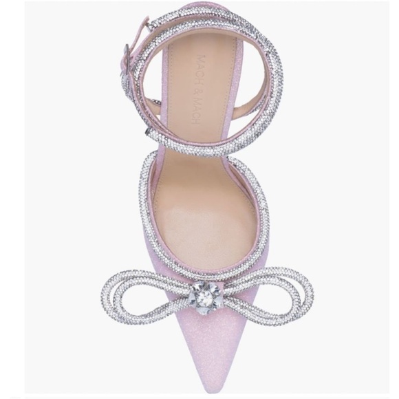 Mach and Mach Glitter Double Crystal Bow Pointed Toe Pump - Picture 2 of 9
